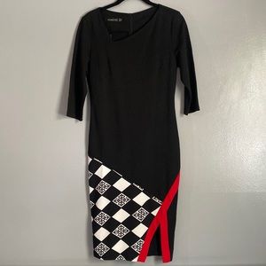 Homeyee asymmetrical neck split dress